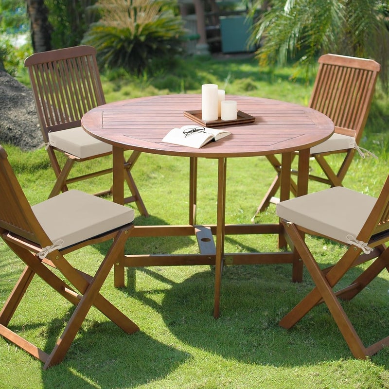 Summsun Outdoor Chair Cushions Set of 4: Waterproof & Fade Resistant Seat Cushion for Patio Furniture - 18.5 x 16 x 2 Inch Chair Pads with Ties and Hidden Zipper - Patio Chair Cushion Replacement, Beige - Image 2